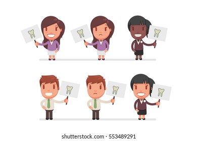 people holding signs vector illustration