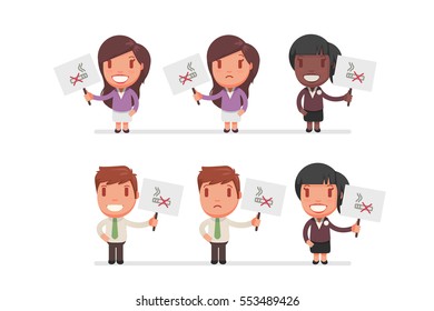 people holding signs vector illustration