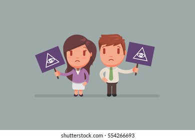 people holding signs vector illustration