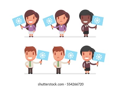 people holding signs vector illustration