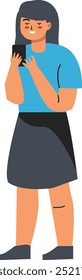 People Holding Smartphone Illustration with Minimalist Design Style. Isolated Vector Character.