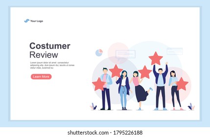 	
People holding stars. Customer reviews concept illustration concept illustration, with young anf cute color, perfect for web design, banner, mobile app, landing page, vector flat design