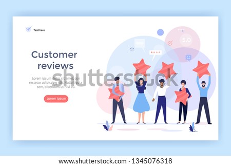 People holding stars. Customer reviews concept illustration concept illustration, perfect for web design, banner, mobile app, landing page, vector flat design