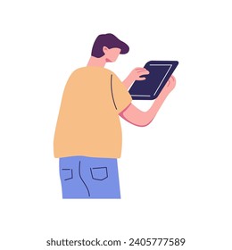 People holding tablet PC flat illusration