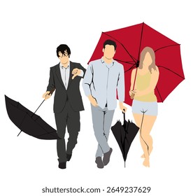 people holding umbrella full isolated 