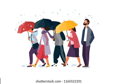 Walking In The Rain With Umbrella Stock Vectors Images Vector