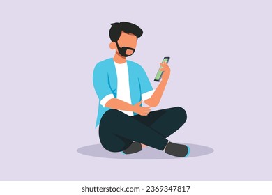 People holding, using mobile phones. Characters with smartphones in hands concept. Colored flat vector illustration isolated.