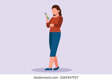 People holding, using mobile phones. Characters with smartphones in hands concept. Colored flat vector illustration isolated.