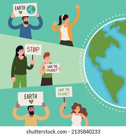 people holds save the planet board