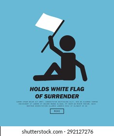 People holds white flag of surrender,vector illustration.
