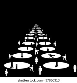 people in holes