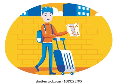 Ilustración vectorial de vacaciones de la gente con estilo de diseño plano.