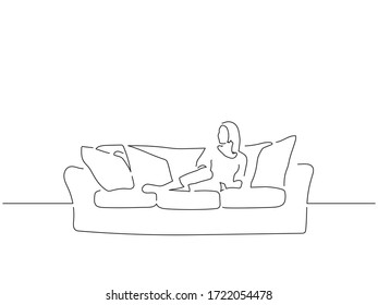 People at home isolated line drawing, vector illustration design.