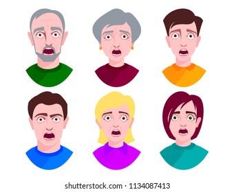 People horror faces vector extremely surprised 