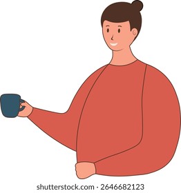 People with Hot Drinks. Isolated Vector Cartoon Character