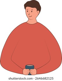 People with Hot Drinks. Isolated Vector Cartoon Character