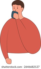 People with Hot Drinks. Isolated Vector Cartoon Character