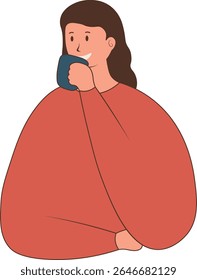 People with Hot Drinks. Isolated Vector Cartoon Character