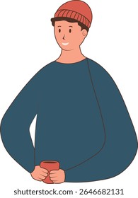 People with Hot Drinks. Isolated Vector Cartoon Character