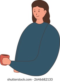 People with Hot Drinks. Isolated Vector Cartoon Character
