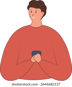 People with Hot Drinks. Isolated Vector Cartoon Character