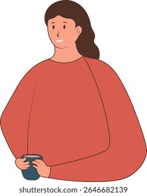 People with Hot Drinks. Isolated Vector Cartoon Character