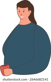 People with Hot Drinks. Isolated Vector Cartoon Character