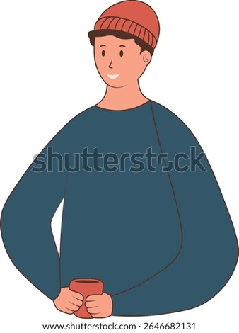 People with Hot Drinks. Isolated Vector Cartoon Character