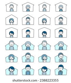 People in the house icon set simple