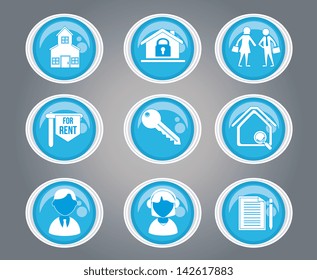 people and house icons over gray background vector illustration