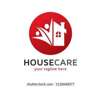 People And House Logo Design Template