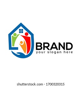 People House logo, flat design. Vector Illustration on white background