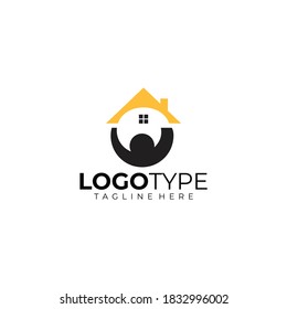 people and house logo icon vector isolated