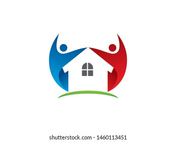 People and house logo symbol or icon template