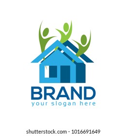 People and house logo vector. Flat logo vector