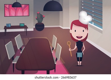 People & houses illustration