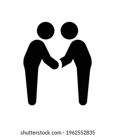 People hug and embrace themselves. Couple holding hands vector icon.