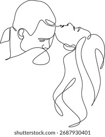 People hugging in continuous line drawing style. One person extends a shoulder to another. Support and advocacy.  Vector illustration, hand drawn without artificial intelligence
