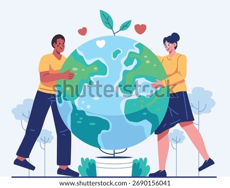 People Hugging Earth and Protecting the Planet for a Sustainable Future