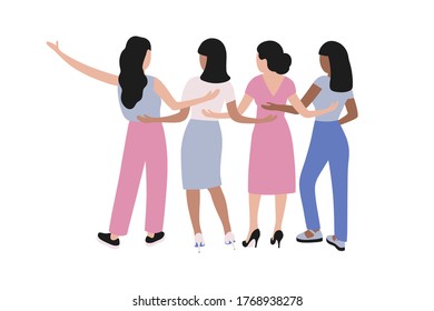People hugging together. Friendship day. Vector illustration in flat style