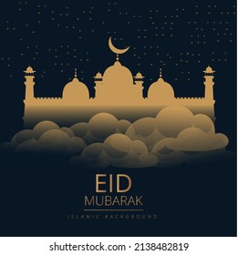 People hugging and wishing Eid Mubarak. Eid Mubarak greeting for Islamic Holidays, Eid Al-Fitr and Eid Al-Adha
