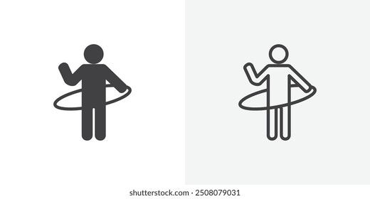 People Hula hop icon in solid and outlined style