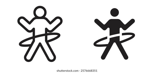 People Hula hop icons in outline and stroke versions