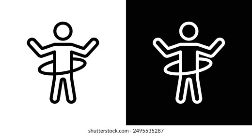 People Hula hop line icon vector illustration set.