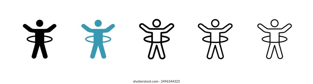 People Hula hop line icon vector set.