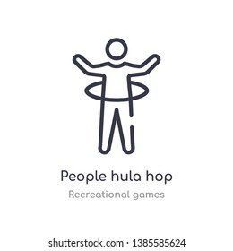 people hula hop outline icon. isolated line vector illustration from recreational games collection. editable thin stroke people hula hop icon on white background