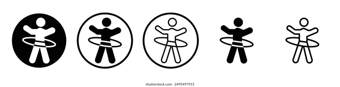 People Hula hop vector icon set in black and white color.