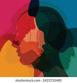 People, human concept. Abstract color background. Vector ilustration.