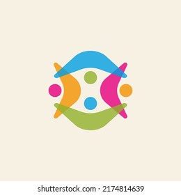 People or human diversity with colorful style logo design illustration