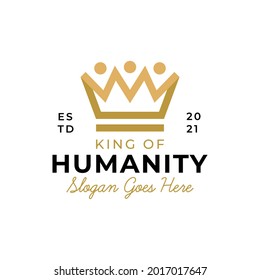 people human and family together community with luxury crown symbol for the king network logo design